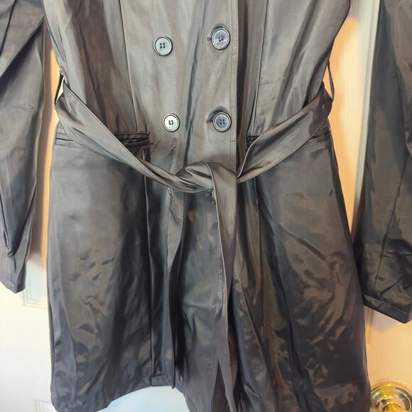 Vintage 90s Y2K Weather Vane Double-Breasted Short Trench Coat Size S Black - Picture 6 of 10